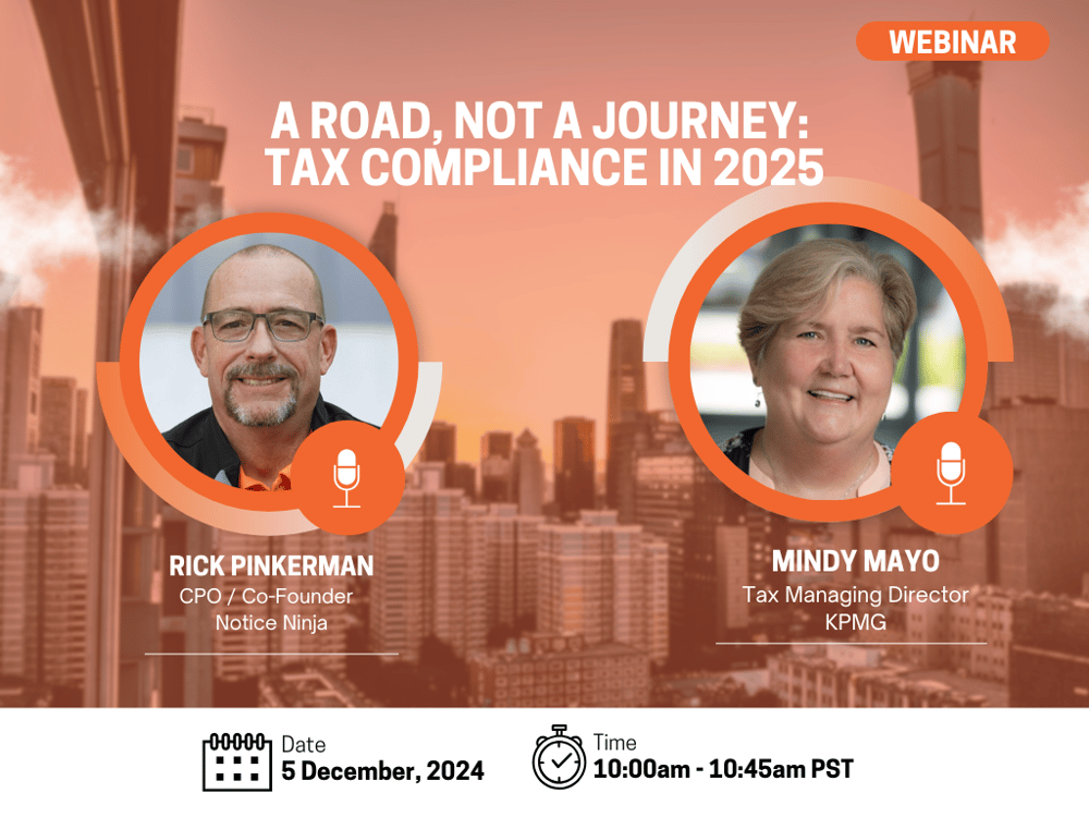 A Road, Not a Journey: Tax Compliance in 2025 Webinar Event with Special Guest Mindy Mayo