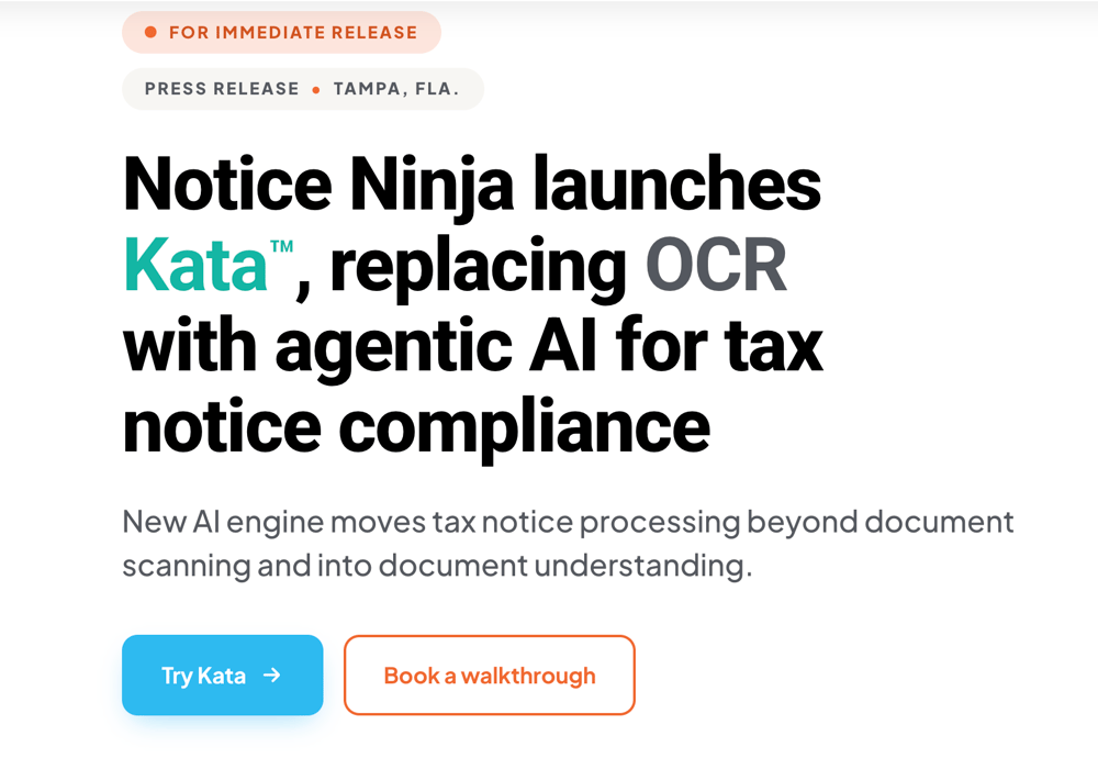 Notice Ninja launches Kata™, replacing OCR with agentic AI for tax notice compliance